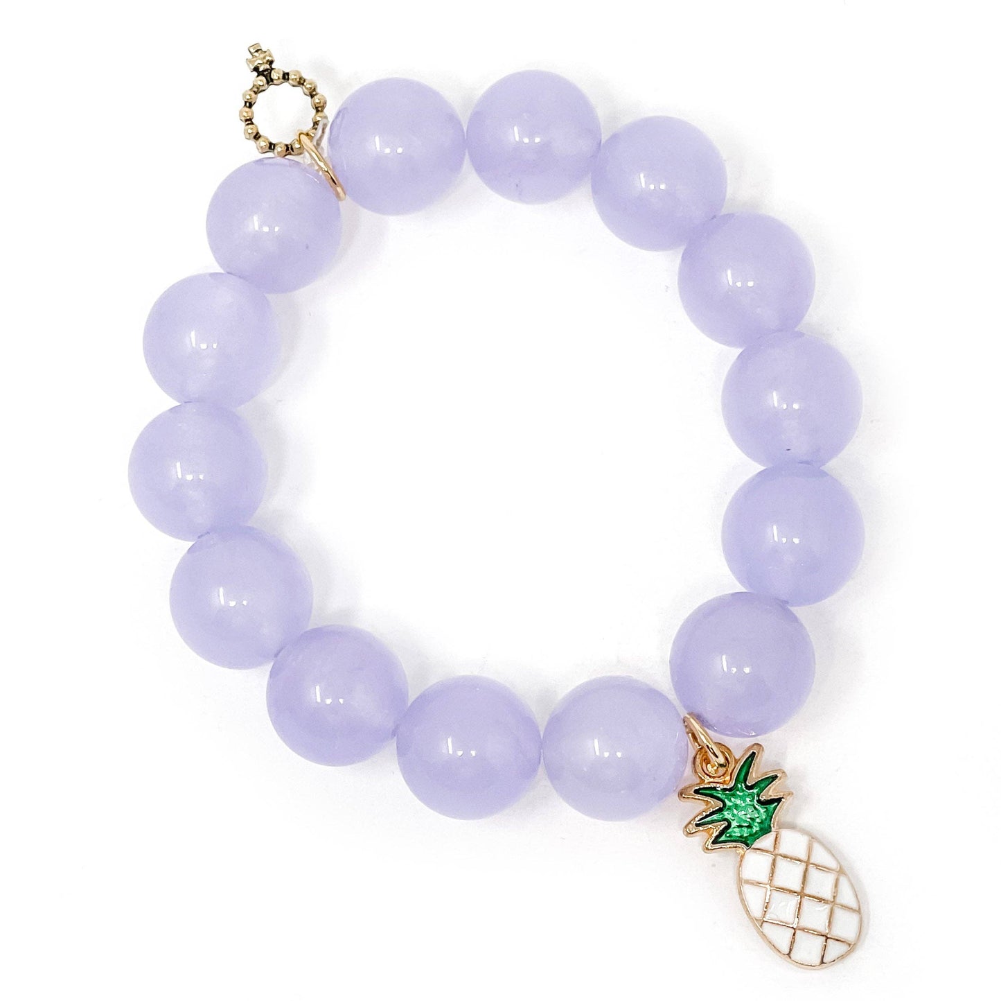 Lavendar Jade with White Enameled Pineapple