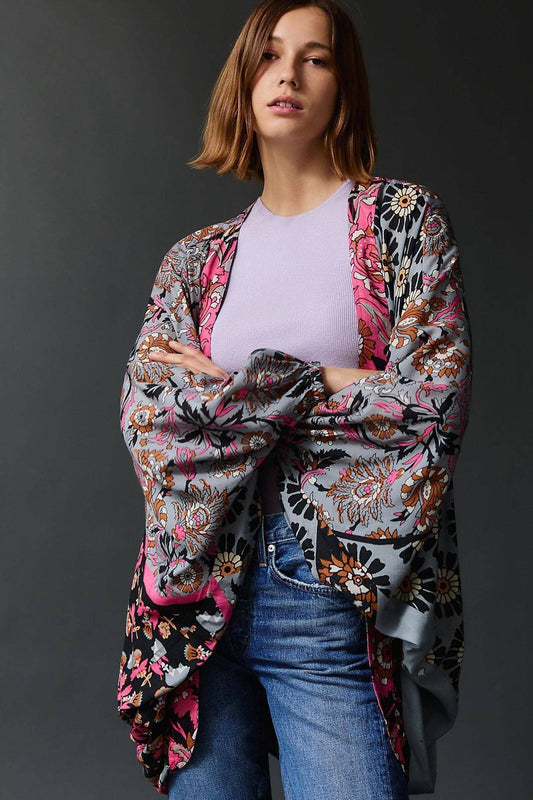 Abstract Floral Kimono Short
